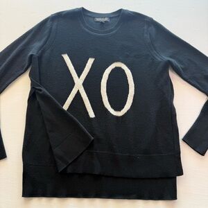 Banana Republic Cotton Cashmere Sweater XO Spell-out High Side Slits Size Small